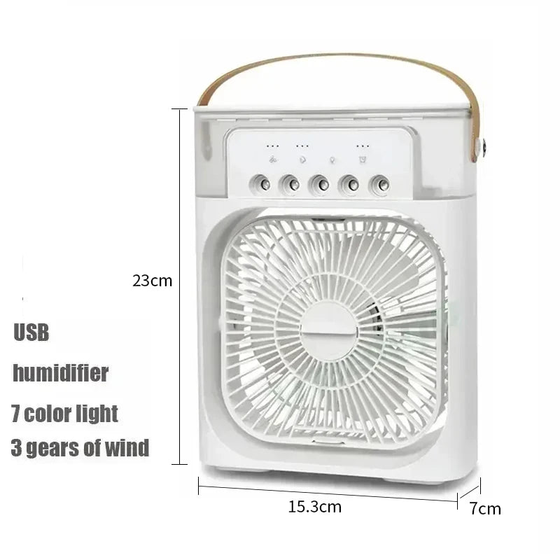 New 3 in 1 Mini Air Cooler Portable Fan Air Conditioner Humidifier with LED Night Light Adjustable Wind Speed Desktop Coolingfan